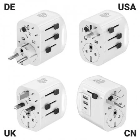 Muvit Cargador de Pared Universal For Change MCADP0006 15W con 1 USB-C y 2 USB-A